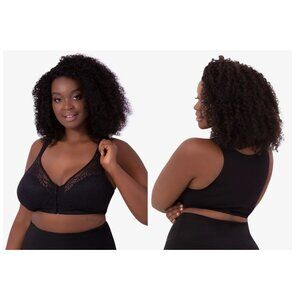 NEW Leading Lady Lora - Back Smoothing Lace Front Close Wirefree Bra Black 38C